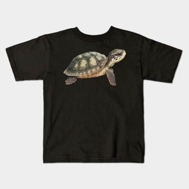 Ukiyoe Style Turtle Japanese Illustration Kids T-Shirt by peachycrossing